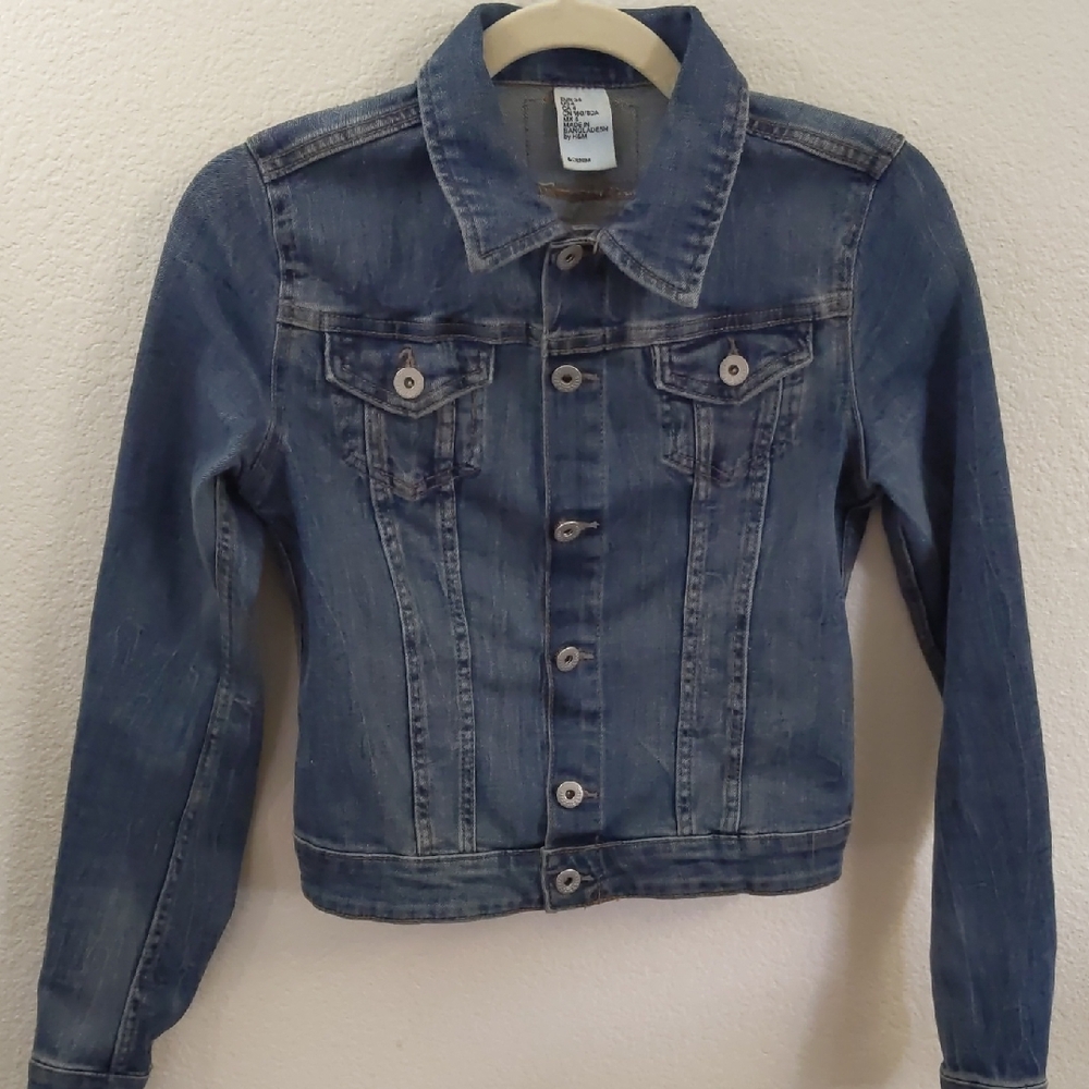 H&M Blue Denim Jean Short Jacket Western Y2K 60's Sz4